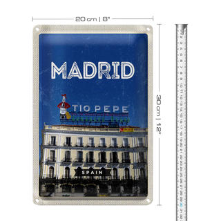 Blechschild Reise 20x30cm Madrid Tio Pepe Symbol