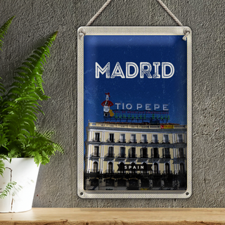 Blechschild Reise 20x30cm Madrid Tio Pepe Symbol
