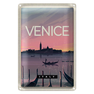 Blechschild Reise 20x30cm Venice Italy Boot malerisches Bild