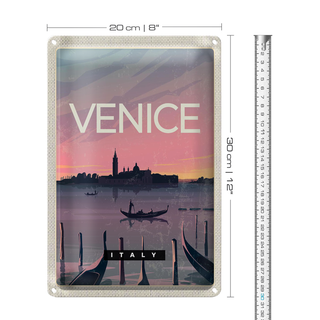 Blechschild Reise 20x30cm Venice Italy Boot malerisches Bild