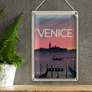 Blechschild Reise 20x30cm Venice Italy Boot malerisches Bild