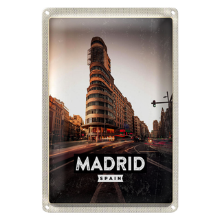 Blechschild Reise 20x30cm Madrid Die Calle Gran Vía Shopping
