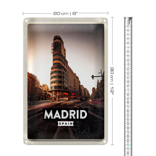 Blechschild Reise 20x30cm Madrid Die Calle Gran Vía Shopping