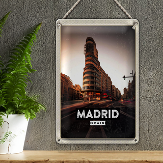 Blechschild Reise 20x30cm Madrid Die Calle Gran Vía Shopping