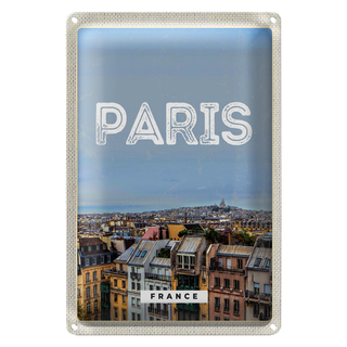 Blechschild Reise 20x30cm Paris Panorama Blick Stadt
