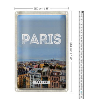 Blechschild Reise 20x30cm Paris Panorama Blick Stadt