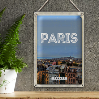 Blechschild Reise 20x30cm Paris Panorama Blick Stadt