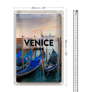 Blechschild Reise 20x30cm Venice Venedig Boote Meer