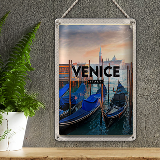 Blechschild Reise 20x30cm Venice Venedig Boote Meer
