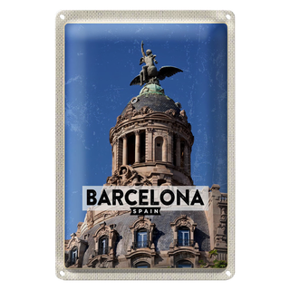 Blechschild Reise 20x30cm Barcelona Architektur Retro