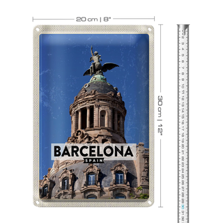 Blechschild Reise 20x30cm Barcelona Architektur Retro