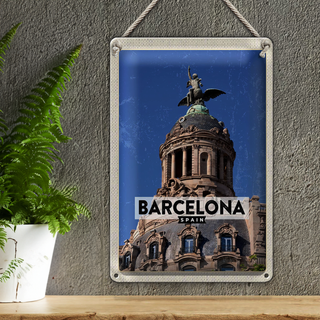 Blechschild Reise 20x30cm Barcelona Architektur Retro