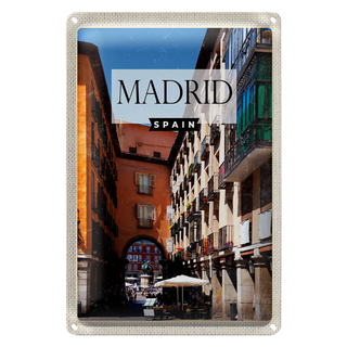 Blechschild Reise 20x30cm Madrid Spain Mittelalter Architektur