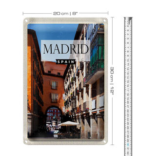 Blechschild Reise 20x30cm Madrid Spain Mittelalter Architektur
