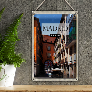 Blechschild Reise 20x30cm Madrid Spain Mittelalter Architektur