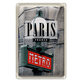 Blechschild Reise 20x30cm Paris France Metro Reiseziel