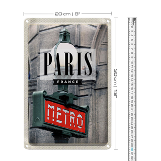 Blechschild Reise 20x30cm Paris France Metro Reiseziel