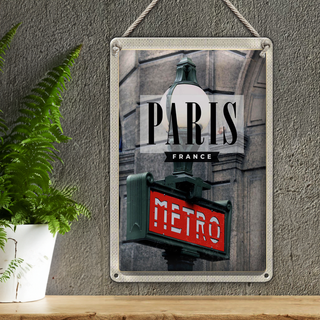 Blechschild Reise 20x30cm Paris France Metro Reiseziel