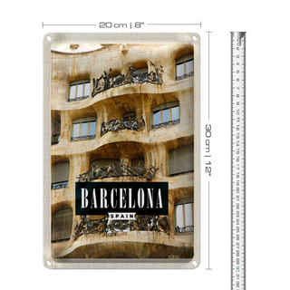 Blechschild Reise 20x30cm Barcelona Spanien Architektur Urlaub