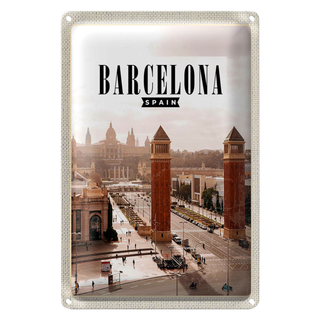Blechschild Reise 20x30cm Barcelona Spanien Panorama