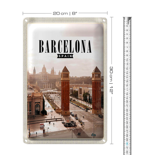Blechschild Reise 20x30cm Barcelona Spanien Panorama