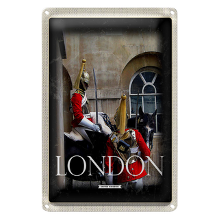 Blechschild Reise 20x30cm London England Soldat Pferd