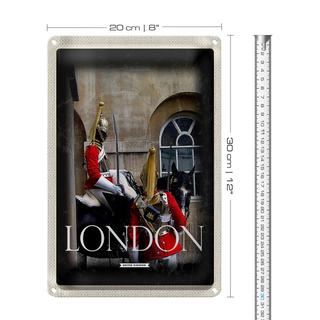 Blechschild Reise 20x30cm London England Soldat Pferd