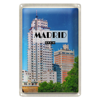 Blechschild Reise 20x30cm Madrid Spanien Hochhaus Architektur