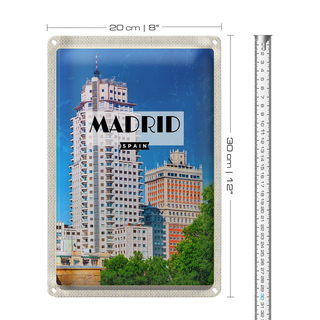 Blechschild Reise 20x30cm Madrid Spanien Hochhaus Architektur