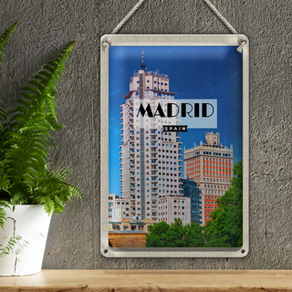 Blechschild Reise 20x30cm Madrid Spanien Hochhaus Architektur