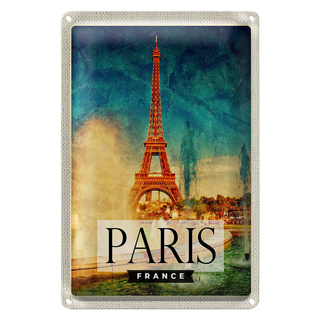 Blechschild Reise 20x30cm Paris Frankreich Eiffelturm Kunst