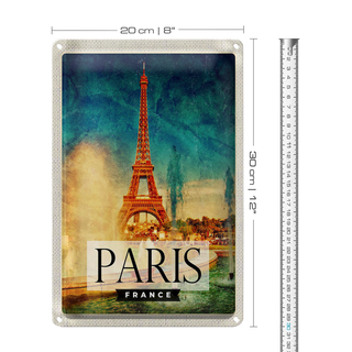 Blechschild Reise 20x30cm Paris Frankreich Eiffelturm Kunst