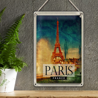 Blechschild Reise 20x30cm Paris Frankreich Eiffelturm Kunst