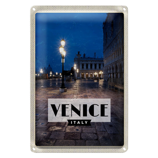 Blechschild Reise 20x30cm Venice Italien Blick auf Venice Nacht