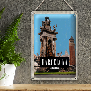 Blechschild Reise 20x30cm Barcelona Spanien Architektur Bild