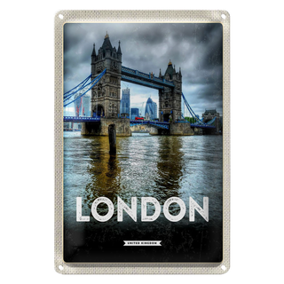 Blechschild Reise 20x30cm London England Reiseziel Brücke