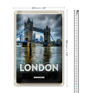 Blechschild Reise 20x30cm London England Reiseziel Brücke
