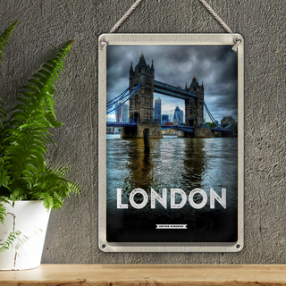 Blechschild Reise 20x30cm London England Reiseziel Brücke