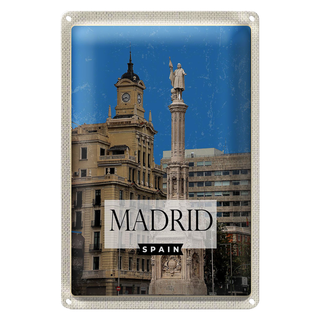 Blechschild Reise 20x30cm Madrid Spanien Panorama