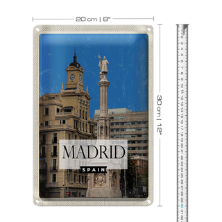 Blechschild Reise 20x30cm Madrid Spanien Panorama