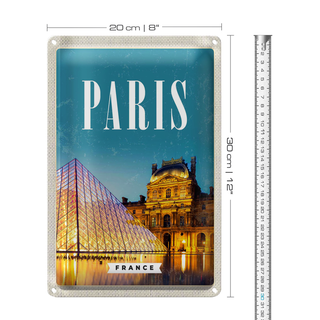Blechschild Reise 20x30cm Paris Frankreich Nacht Architektur
