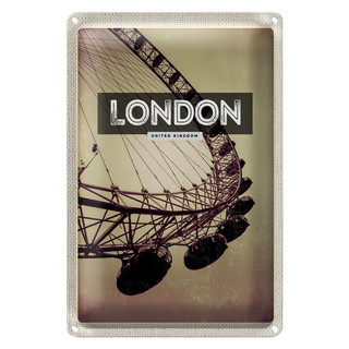 Blechschild Reise 20x30cm London England Karussell London Eye