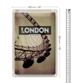 Blechschild Reise 20x30cm London England Karussell London Eye