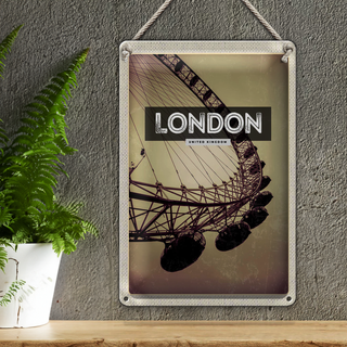 Blechschild Reise 20x30cm London England Karussell London Eye