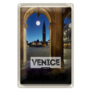 Blechschild Reise 20x30cm Venice Italien Nacht Architektur