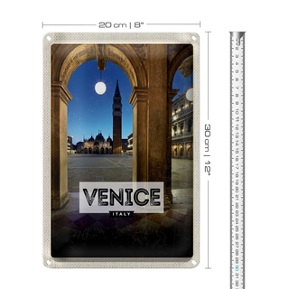 Blechschild Reise 20x30cm Venice Italien Nacht Architektur