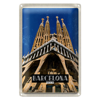 Blechschild Reise 20x30cm Barcelona Spanien Reiseziel Trip