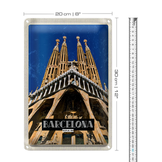 Blechschild Reise 20x30cm Barcelona Spanien Reiseziel Trip
