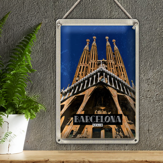 Blechschild Reise 20x30cm Barcelona Spanien Reiseziel Trip