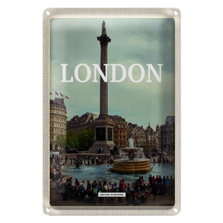Blechschild Reise 20x30cm London England Brunnen Schild
